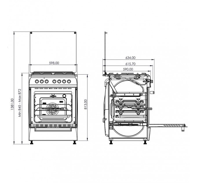 Плита газоелектрична коричнева Grunhelm AG6612BR-0