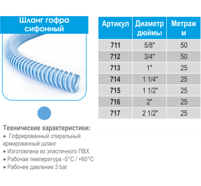 Гофрошланг спіральний гофрований Сифонний (Opak Spiral) 5/8 (16мм) L50