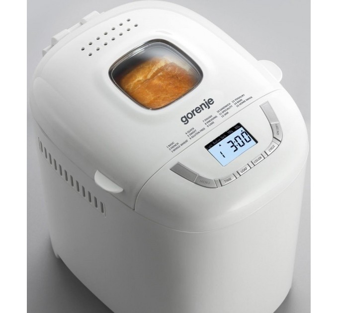 Хлібопічка Gorenje 550Вт, програм-15, макс.вага -0.9кг, форма прямокутник, пластик, білий