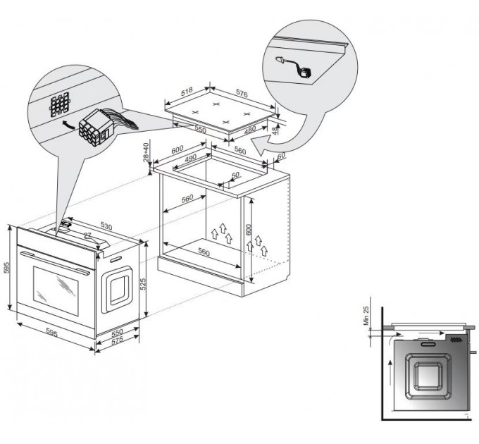 Духовка электр. Hansa, 60см, 65л, A, гриль , эмаль легкой очистки, диспл., черный