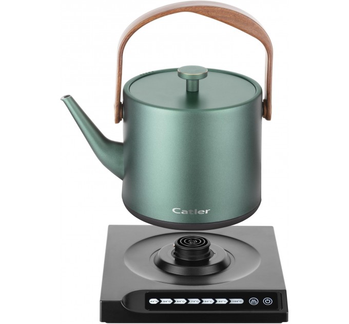 Электрочайник Catler 0.6л, Strix, заварник, нерж. сталь, поддержка температуры, сенс. управл., темно-зеленый