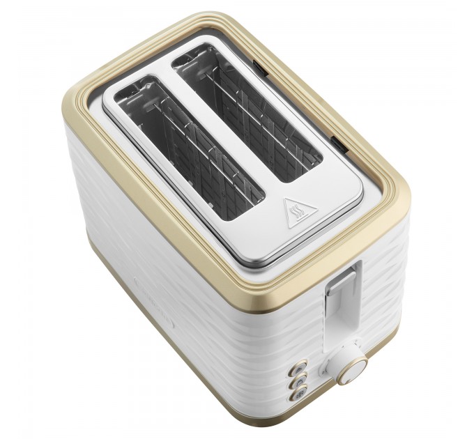Тостер Sencor 930Вт, подогрев, разморозка, подсветка пластик, бело-золотой