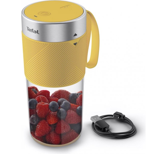 Блендер Tefal Lightmix портативный для смузи, чаша-300мл, USB, желтый