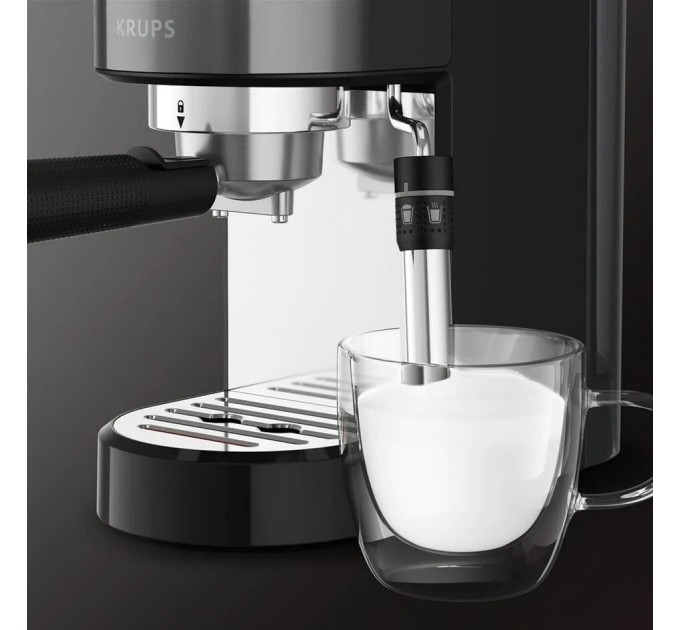Кавоварка Krups ріжкова Virtuoso + 1л, мелена, ручний капучинатор, 15 бар, чорний