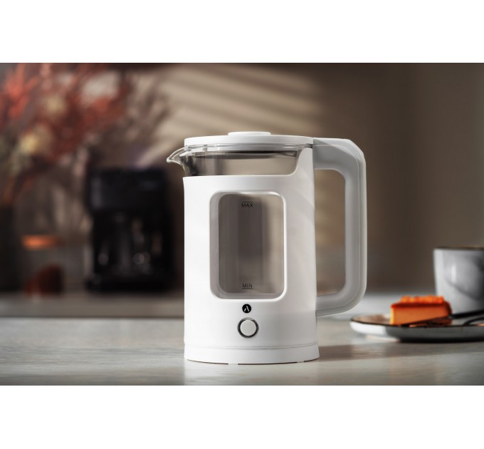 Электрочайник ARDESTO 1.5л, стекло+пластик, белый