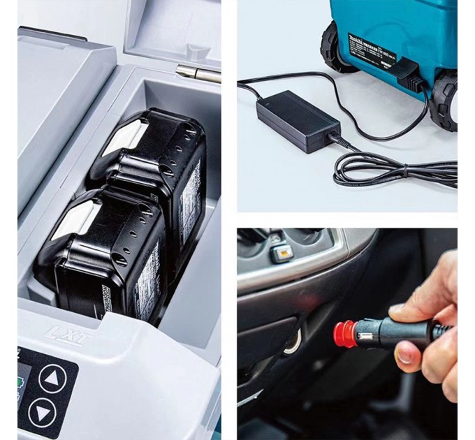 Холодильник аккумуляторный мобильный Makita DCW180Z, 220 / 12В /18В LXT, с функцией нагрева, -18°/+60°, 20л, 13кг