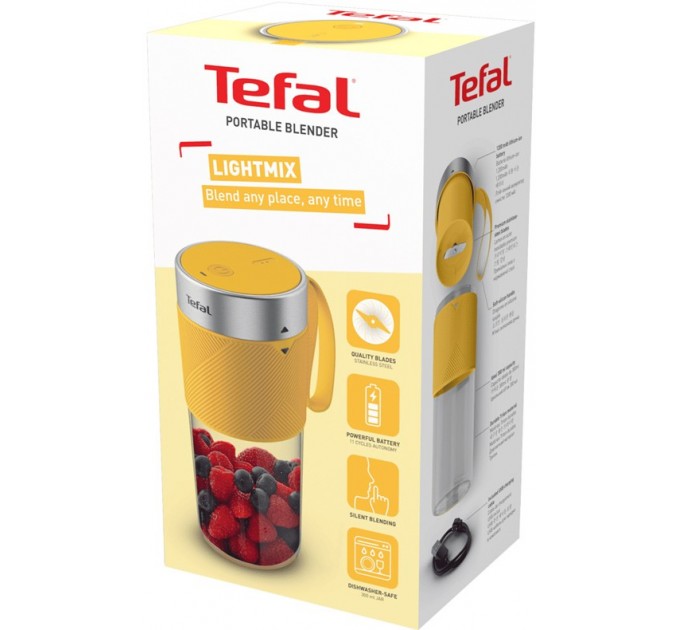 Блендер Tefal Lightmix портативный для смузи, чаша-300мл, USB, желтый