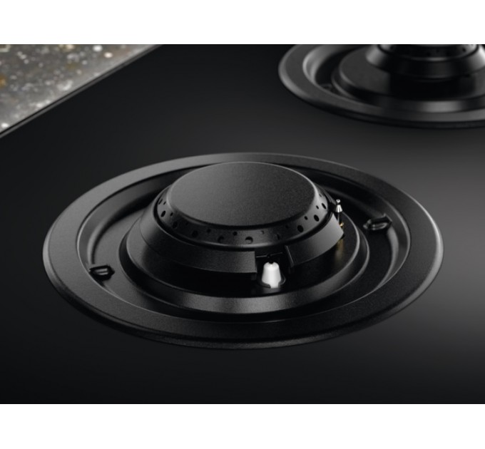 Варочная поверхность Electrolux газ на стекле, 60см, чугун, электр. управл., Hob2Hood, черный