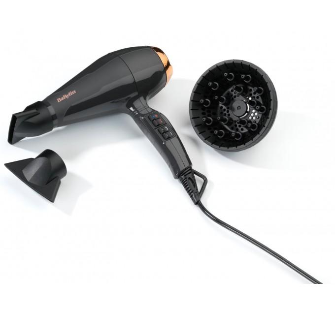 Фен Babyliss Air Pro, 2200Вт, 2 режими, дифузор, іоніз-я, хол. обдув, чорний