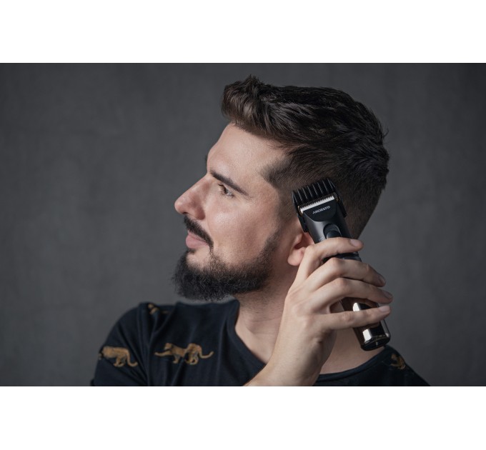 Машинка для стрижки ARDESTO HC-Y40-DBS, мережа+акум., насадок-4, титан. напил + кераміка, чорний
