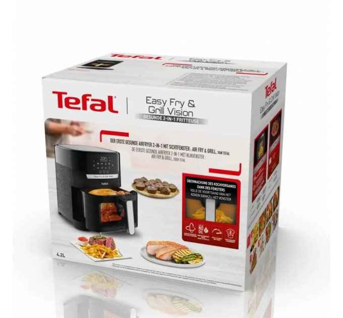 Мультипіч Tefal Easy Fry&Grill Vision Window, 1550Вт, чаша-4.2л, сенсорне керув., 10 програм, з віконцем, пластик, чорний