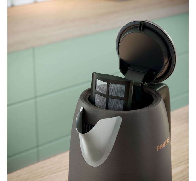 Електрочайник Philips Viva Collection 1.7л, Strix, метал, чорно-мідний