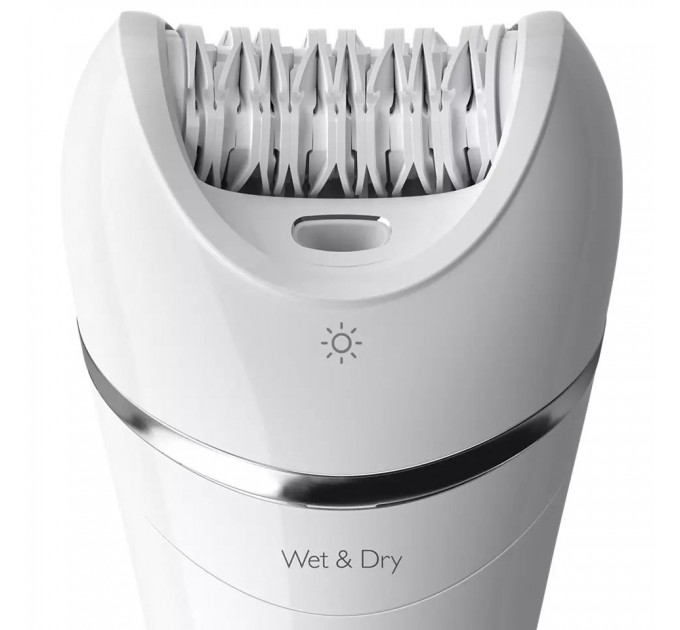 Эпилятор Philips 8000 series дисковый, аккумуляторный, пинцет.-32, влаж.+сух., с подсветкой, насадок-2, белый