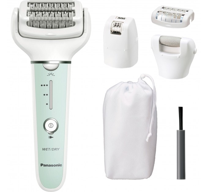 Епілятор Panasonic пінцетний, акумуляторний , пінцет.-60, волог.+сух., насадок-4, футляр , салатово-білий