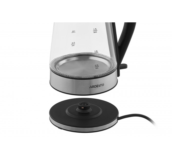 Электрочайник ARDESTO 1.7л, Strix, стекло, чёрный