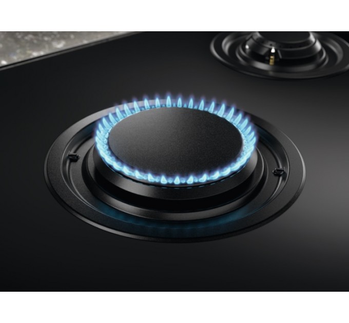 Варочная поверхность Electrolux газ на стекле, 60см, чугун, электр. управл., Hob2Hood, черный