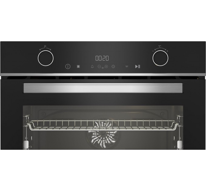Духовой шкаф Beko электрический, 72л, A+, дисплей, конвекция, пар, 2 блюда, телескопические направляющие, нержавеющая сталь