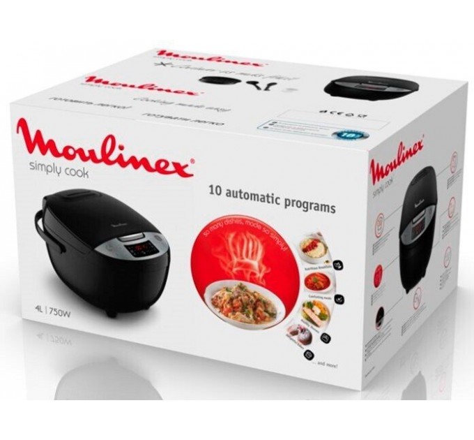 Мультиварка Moulinex SimplyCook, 750Вт, чаша-4л, сенсорне керув., пластик, чорний