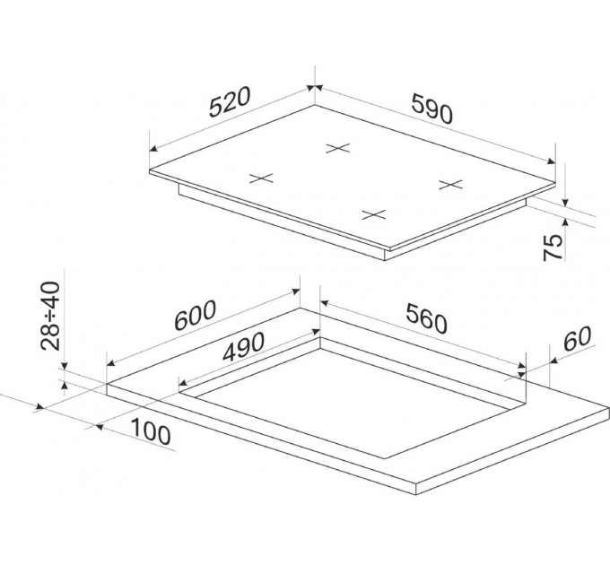 Варочная поверхность Hansa газ на стекле, 59см, чугун, черный
