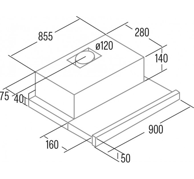 Вытяжка Cata телескопическая, 90см, 600м.куб/ч, TF-2003 Duralum 900, нерж
