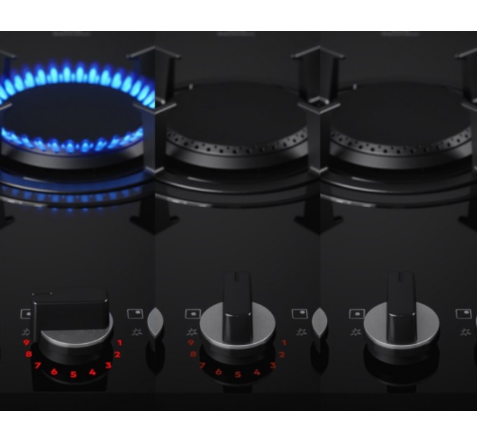 Варочная поверхность Electrolux газ на стекле, 60см, чугун, электр. управл., Hob2Hood, черный