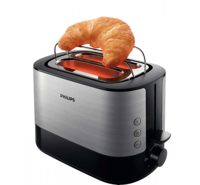 Тостер Philips WiWa Collection 1050Вт, метал/пластик, чорний