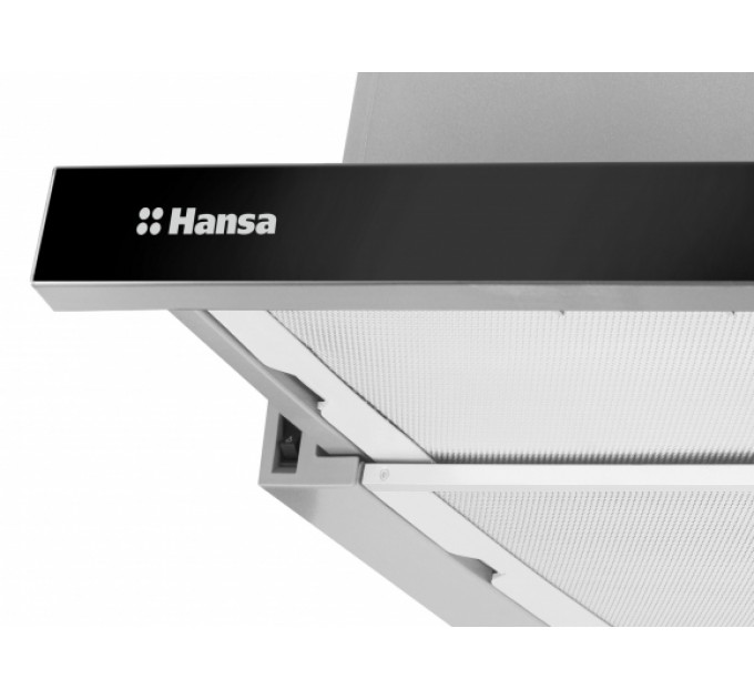 Витяжка Hansa телескопічна, 60см, 425м.куб/год., чорний+нерж