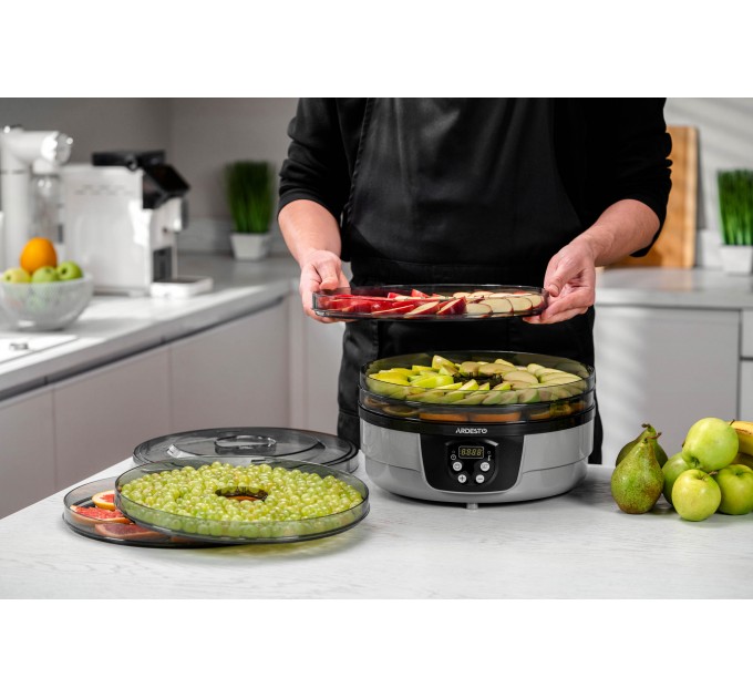 Сушка для продуктов ARDESTO FDB-532TTC, 250Вт, поддонов -5x3см, диаметр-32см, макс-70°С, таймер, электр. управление, пластик, белый