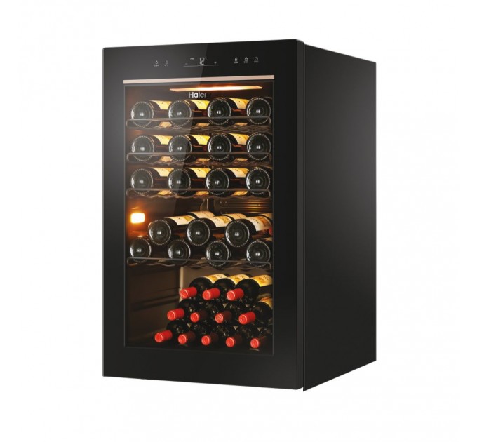Холодильник Haier для вина, 82x49.7х58, холод.отд.-118л, зон - 1, бут-49, ST, дисплей, черный