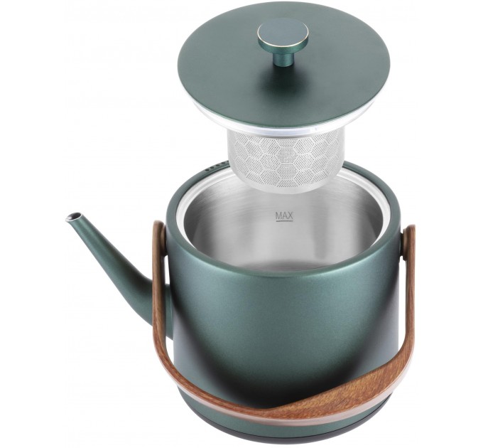 Электрочайник Catler 0.6л, Strix, заварник, нерж. сталь, поддержка температуры, сенс. управл., темно-зеленый