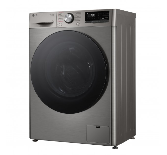 Стиральная машина LG фронтальная, 9кг, 1200, A, 48см, дисплей, пар, инвертор, серебристый