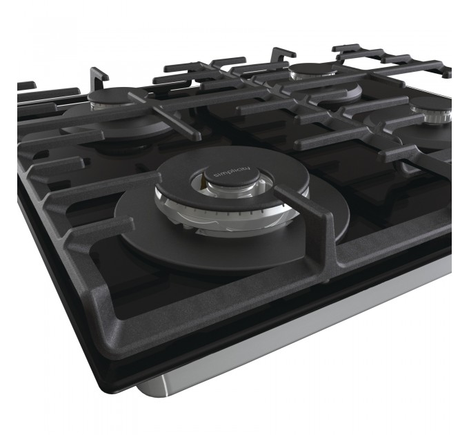 Варочная поверхность Gorenje газ на стекле, 60см, чугун, черный