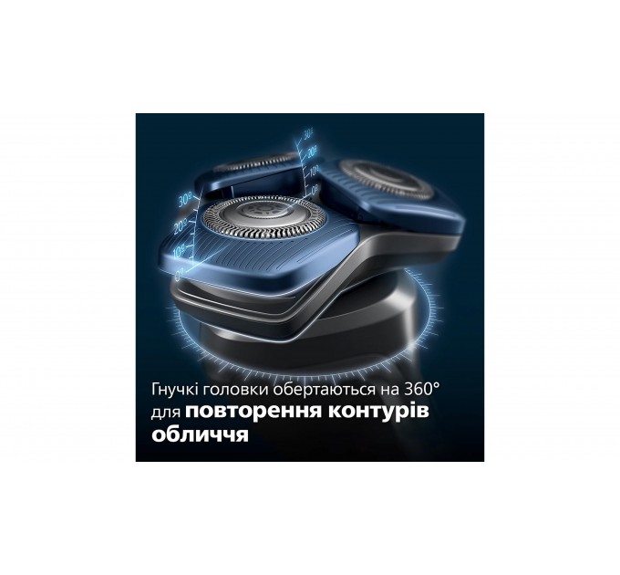 Бритва електр. Philips Series 7000 роторная, бритв.головок-3, Li-Ion, сух.+влажн., триммер, индикат. заряда, триммер, чехол, синий