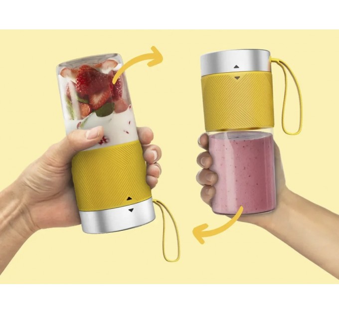 Блендер Tefal Lightmix портативный для смузи, чаша-300мл, USB, желтый