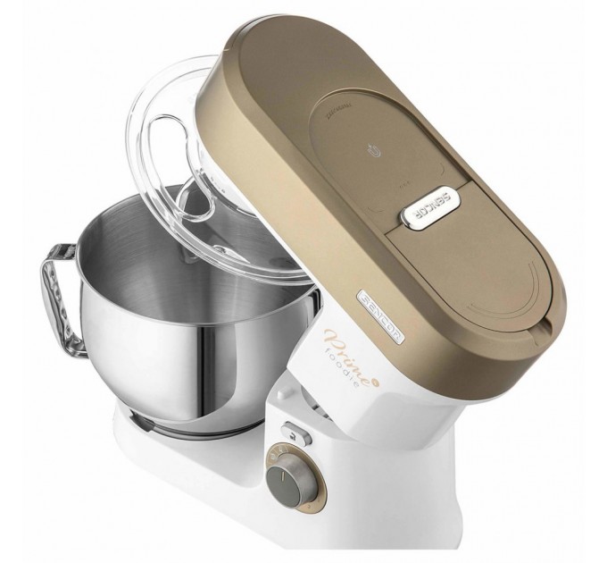 Кухонна машина Sencor 1200Вт, чаша-метал, корпус-пластик, насадок-19, коричнево-білий