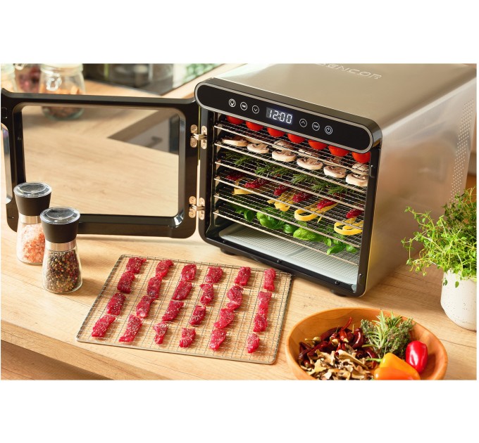 Сушка для продуктов Sencor 600Вт, поддонов - 7x2.8см, диаметр - 30см, электр. управление, металл, черный