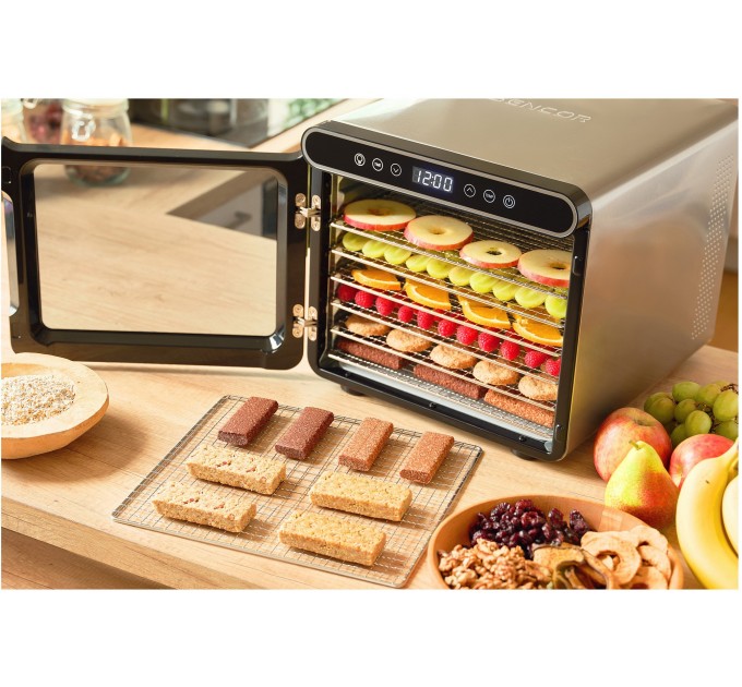 Сушка для продуктов Sencor 600Вт, поддонов - 7x2.8см, диаметр - 30см, электр. управление, металл, черный