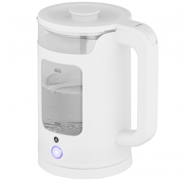 Электрочайник ARDESTO 1.5л, стекло+пластик, белый