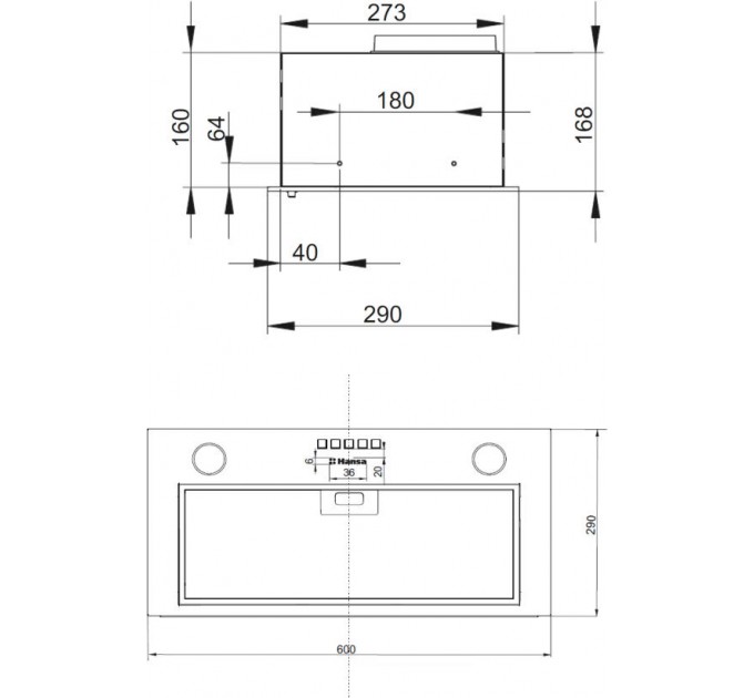 Витяжка Hansa вбудована, 60 см, 600м.куб/год., білий