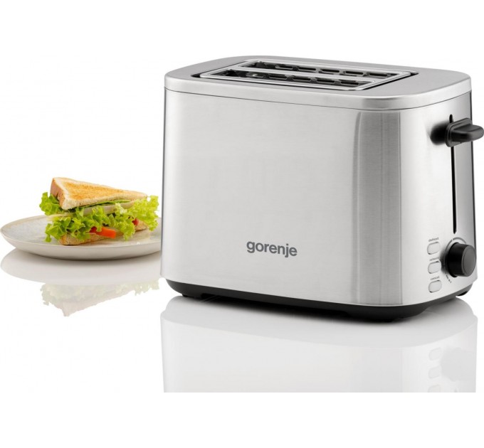 Тостер Gorenje 800Вт, підігрів, розморожування, пластик, сріблястий