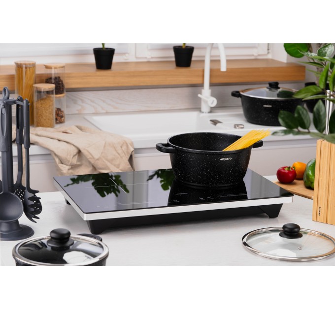Плитка настольная ARDESTO индукционная, конф. - 2 на 1.3кВт и 1.8кВт горизонт., управл. - сенсорное, таймер, boost, черный