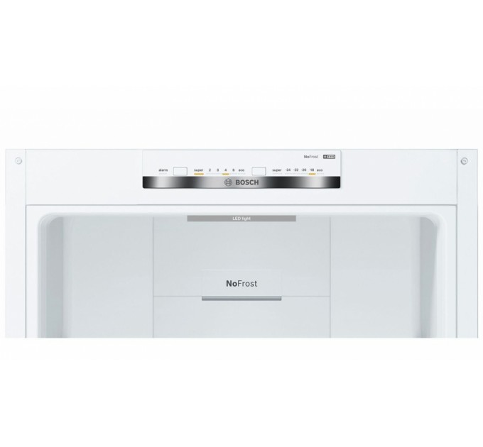Холодильник Bosch з нижн. мороз., 203x60x67, xолод.відд.-279л, мороз.відд.-87л, 2дв., А++, NF, дисплей, білий
