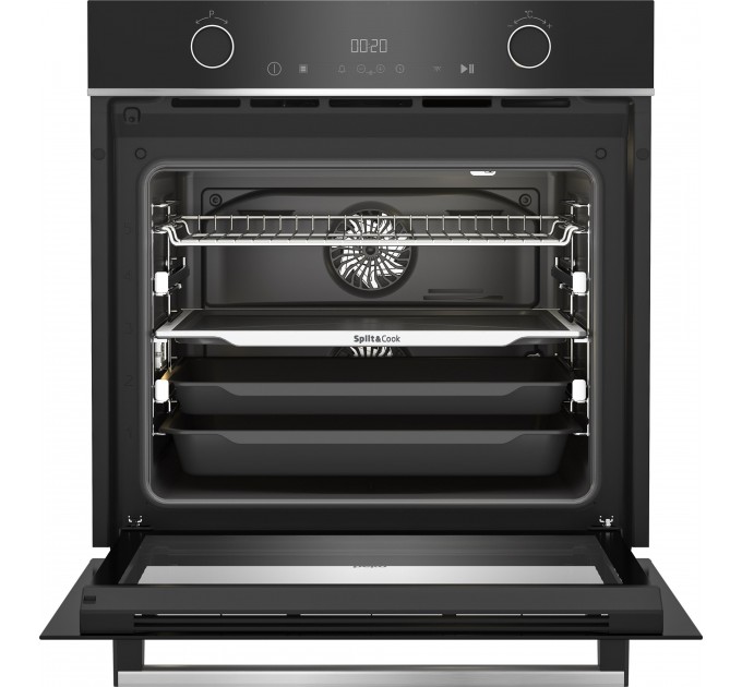 Духовой шкаф Beko электрический, 72л, A+, дисплей, конвекция, пар, 2 блюда, телескопические направляющие, нержавеющая сталь