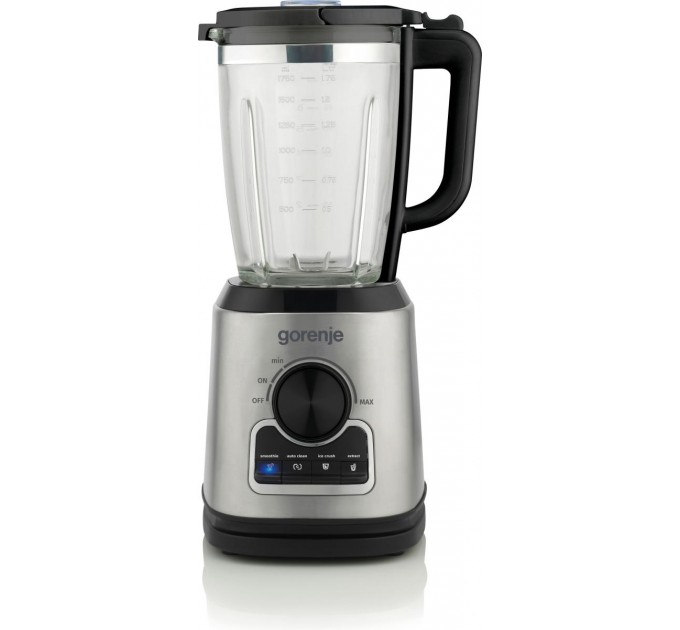Блендер Gorenje стаціонарний 1400Вт, чаша-1750мл, додаткові ємкості, кавомолка, кришення льоду, приготування супу, імпульсний режим, метал