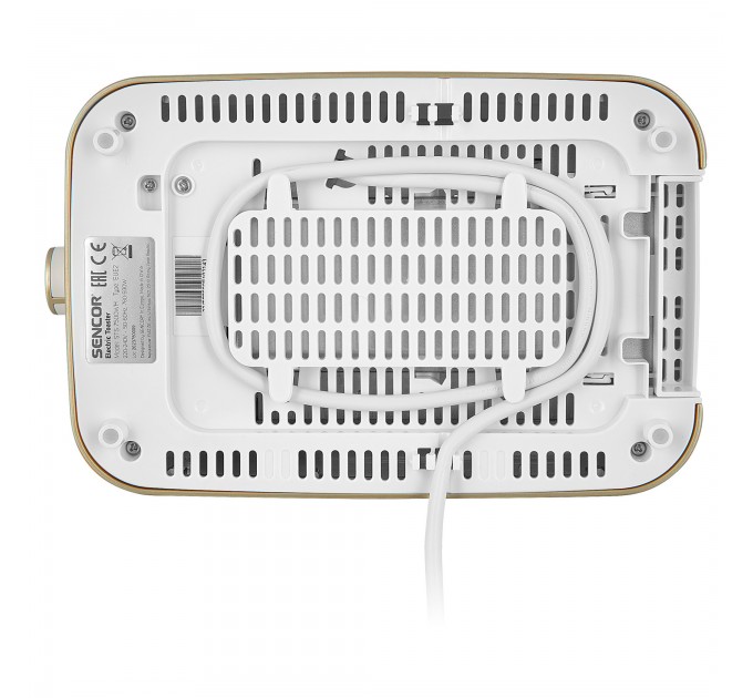 Тостер Sencor 930Вт, подогрев, разморозка, подсветка пластик, бело-золотой
