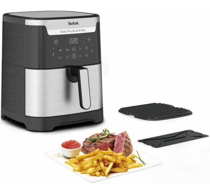 Мультипіч Tefal EasyFry&Grill XXL, 1830Вт, чаша-6.5л, сенсорне керув., 8 програм, пластик, чорно-сірий