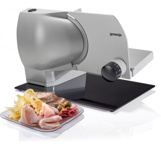 Ломтерезка Gorenje, 100Вт, лезвие-нерж.сталь, диаметр ножа-170мм, корпус-металл, серый