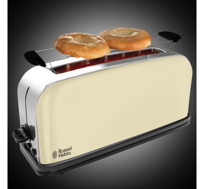 Тостер Russell Hobbs Classic, 1100Вт, довгі слоти, метал, бежевий
