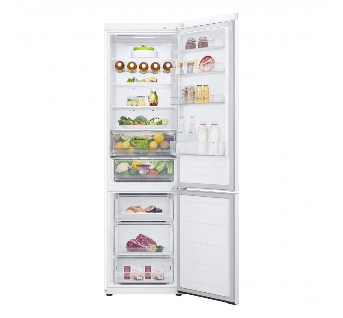 Холодильник LG с нижн. мороз., 203x60х68, холод.отд.-277л, мороз.отд.-107л, 2дв., А++, NF, инв., диспл внешн., Fresh Сonverter, белый