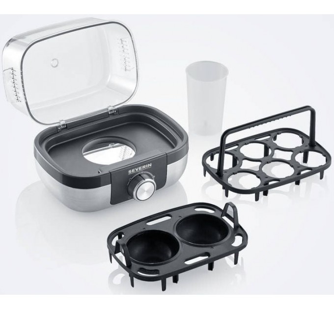 Яйцеварка Severin 420Вт, механічне керування, на 6 яєць, звуков., сигнал, пластик, сіро-чорний